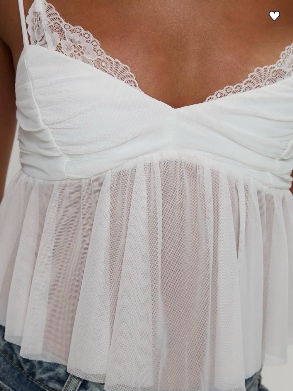 Princess Polly Corella White Lace-Trim Flowy Top - Picture 3 of 4